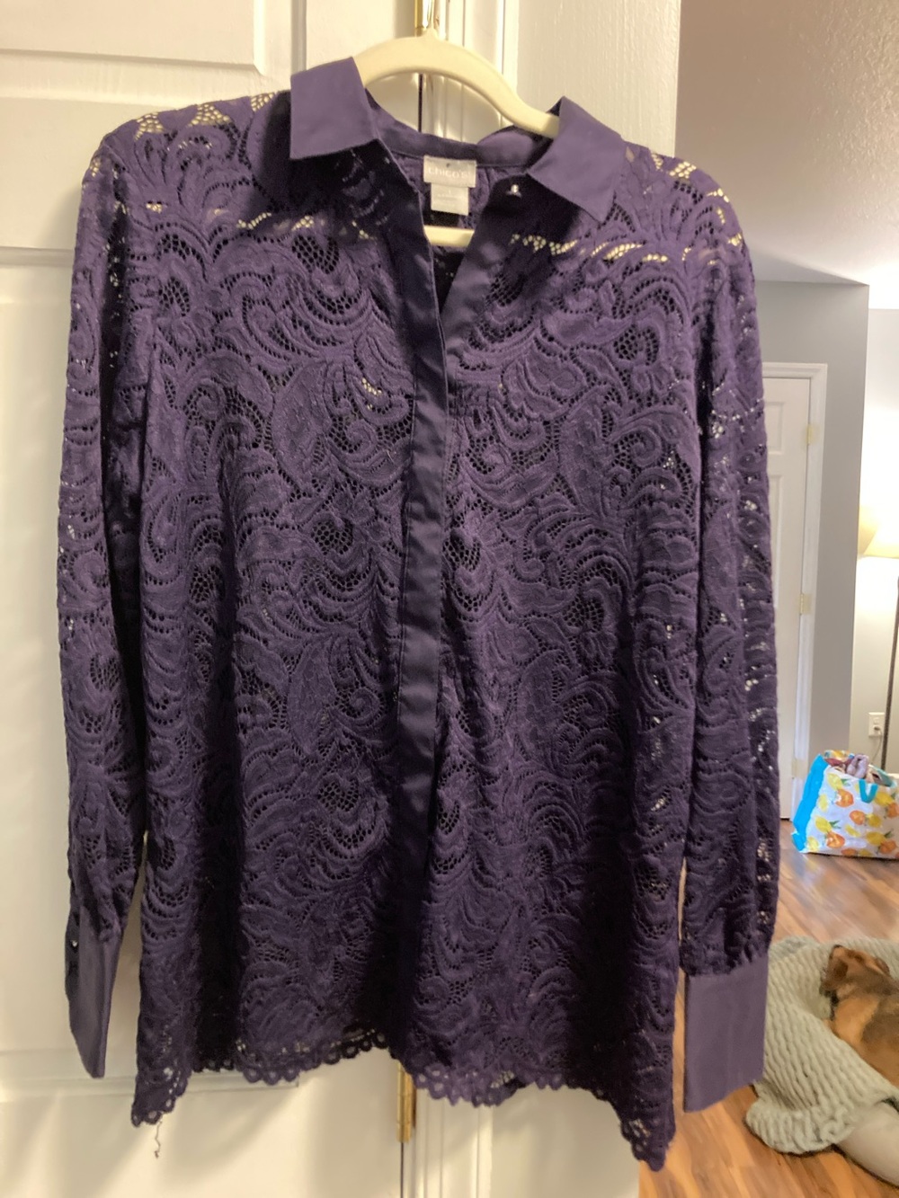 Women's Lace Button-Front Shirt - Purple